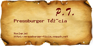 Pressburger Tícia névjegykártya